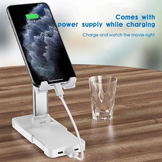 10000mAh Portable 2 in 1 Power Bank with Phone Stand & 4 built in cables