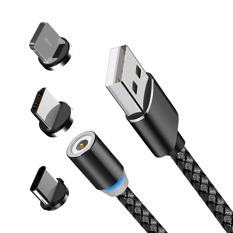 3 in 1 Nylon Braided Magnetic Data Cable