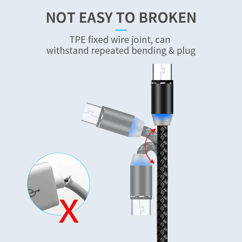 3 in 1 Nylon Braided Magnetic Data Cable