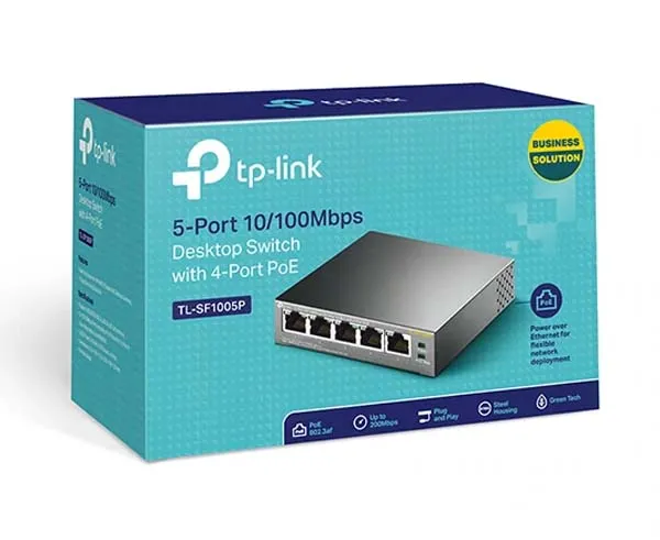 5-Port 10/100Mbps Ethernet Switch with 4-Port PoE, Desktop