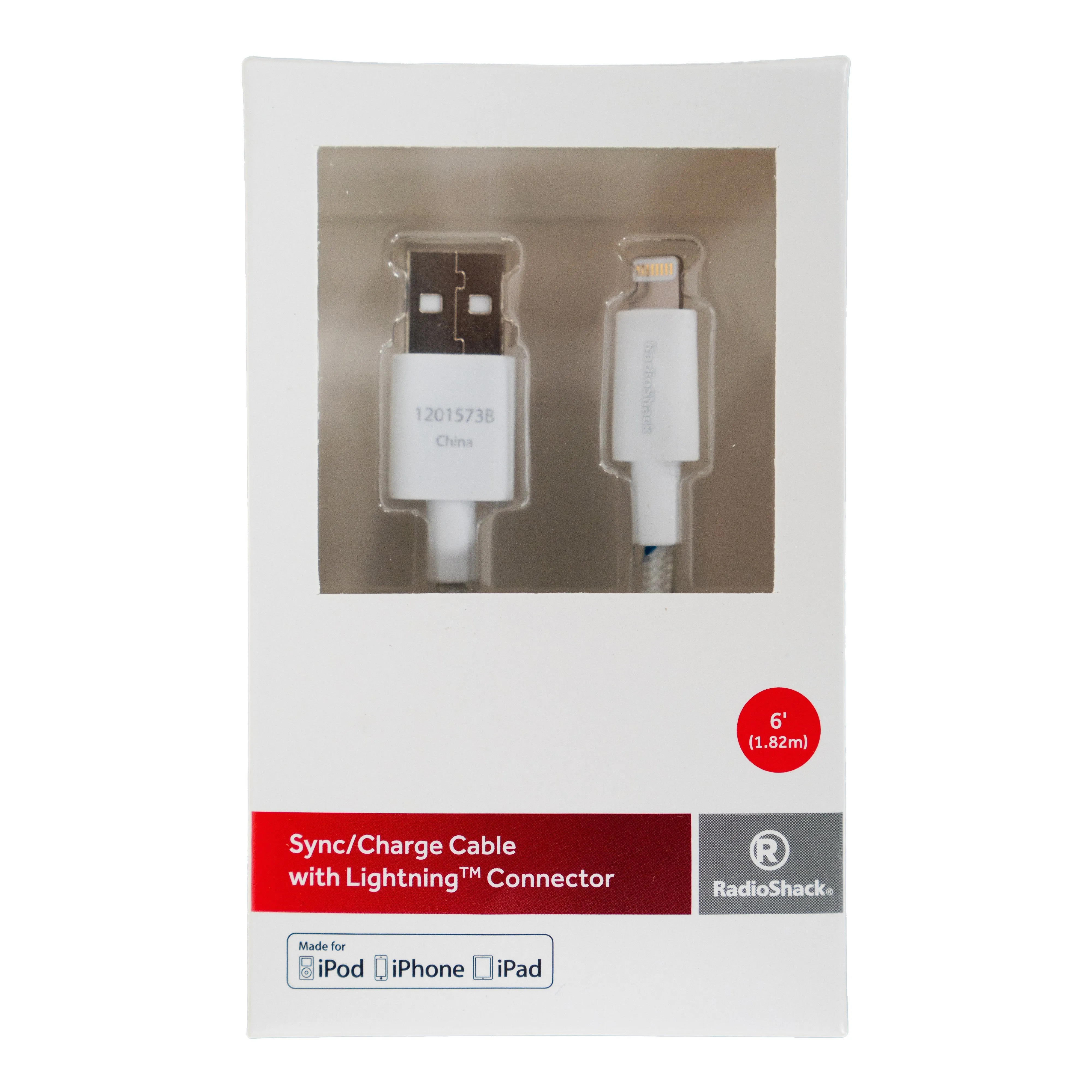 6-Foot Lightning to USB Charge and Sync Braided Cable - White