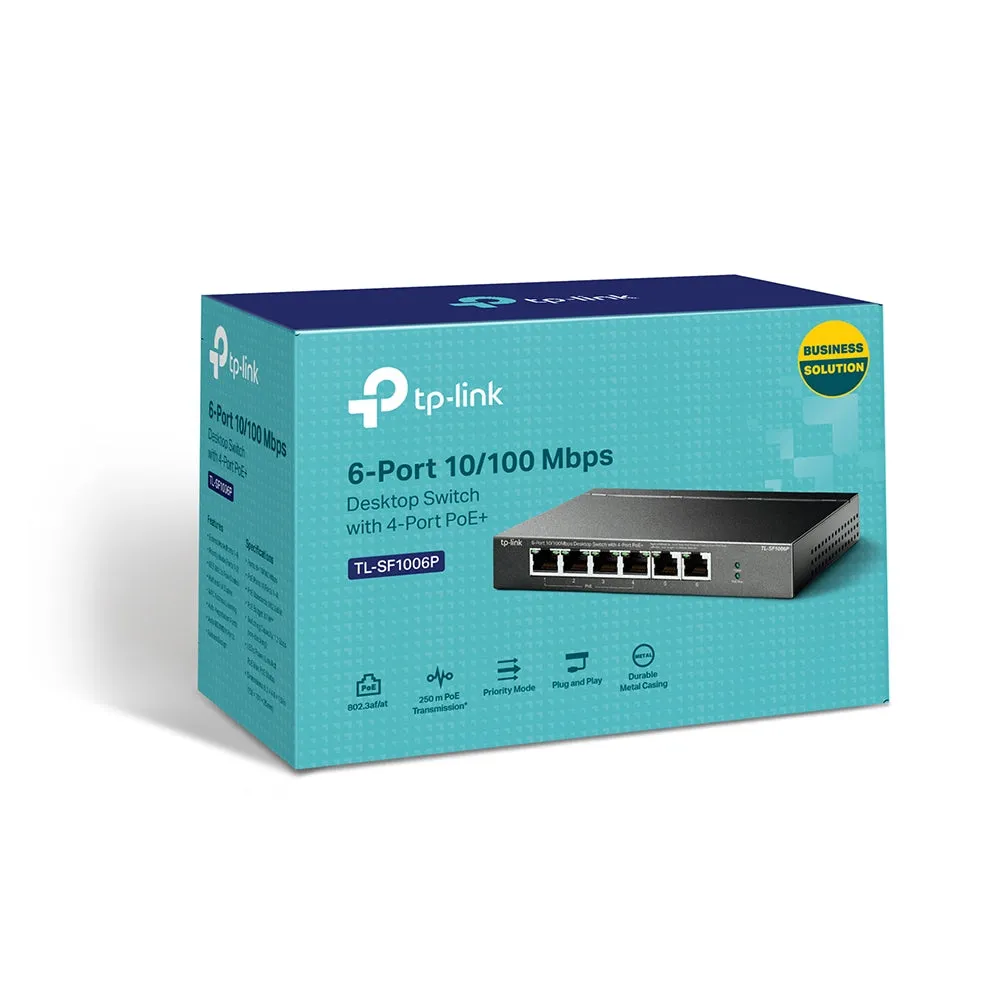 6-Port 10/100Mbps Desktop Switch with 4-Port PoE 