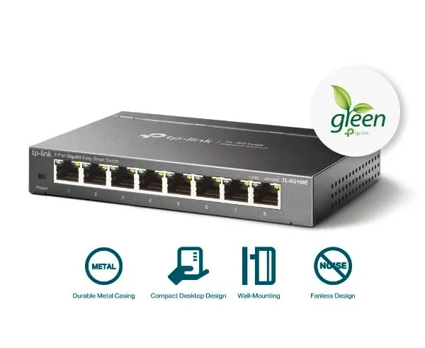 8 Port Smart Ethernet Switch, 10/100/1000Mbps