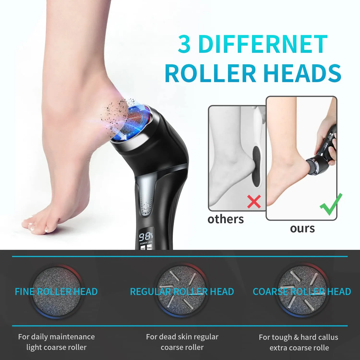 AMPK Electric Feet Callus Remover with Vacuum Rechargeable Waterproof Pedicure