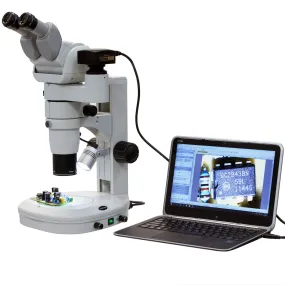 AmScope PM230 Series Zoom Trinocular Stereo Microscope 8X-80X Magnification on Track Stand with Common Main Objective(CMO), Adjustable Head   16MP USB3.0 Camera