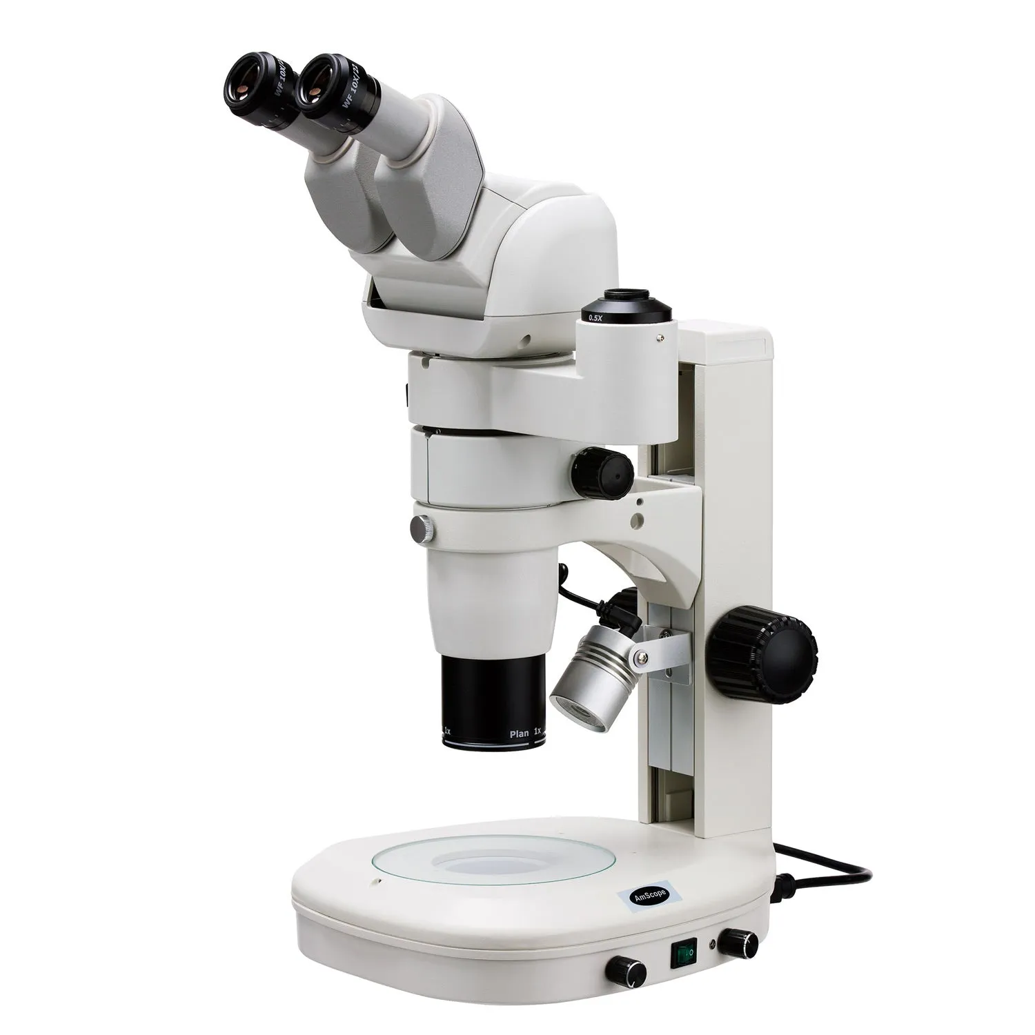 AmScope PM230 Series Zoom Trinocular Stereo Microscope 8X-80X Magnification on Track Stand with Common Main Objective(CMO), Adjustable Head   16MP USB3.0 Camera