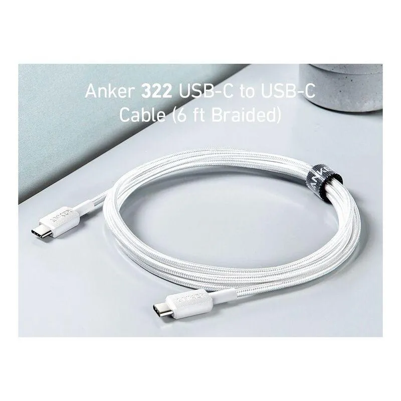 Anker 322 USB-C to USB-C Cable (6ft Braided) - White