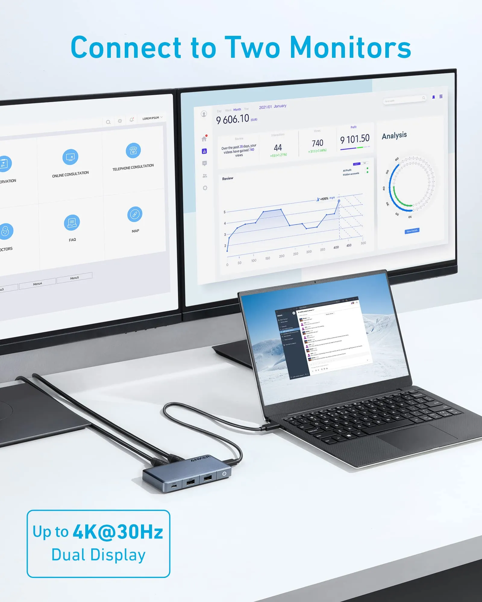 Anker <b>343</b> USB-C Hub (7-in-1, Dual 4K HDMI)