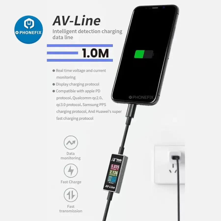 AV-Line Intelligent Charging Detection Line USB Charging Cable for iPhone/Android