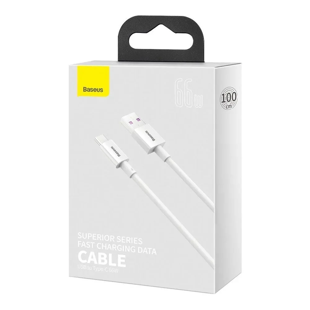 Baseus Superior Series CATYS-02 USB To Type-C Cable 66W Fast Charging 1m - White