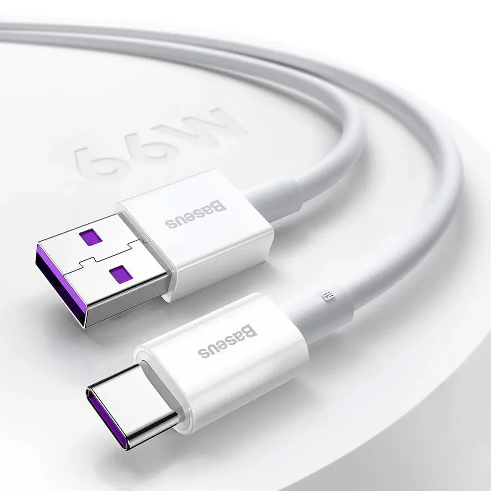 Baseus Superior Series CATYS-02 USB To Type-C Cable 66W Fast Charging 1m - White