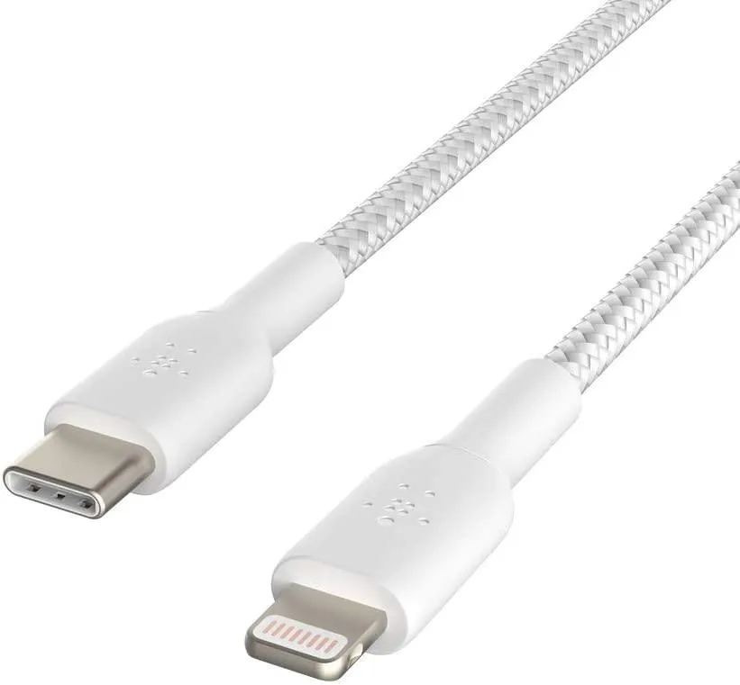 Belkin Boost Charge Braided USB C to Lightning Cable 2M - White