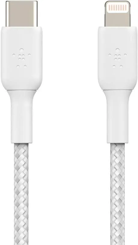 Belkin Boost Charge Braided USB C to Lightning Cable 2M - White