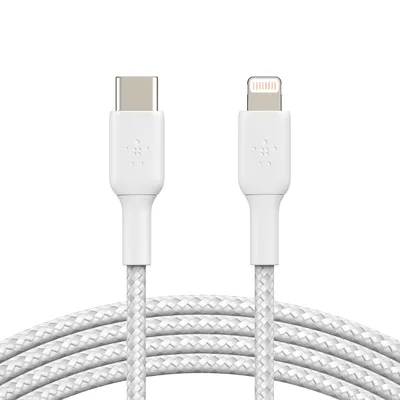 Belkin Boost Charge Braided USB C to Lightning Cable 2M - White