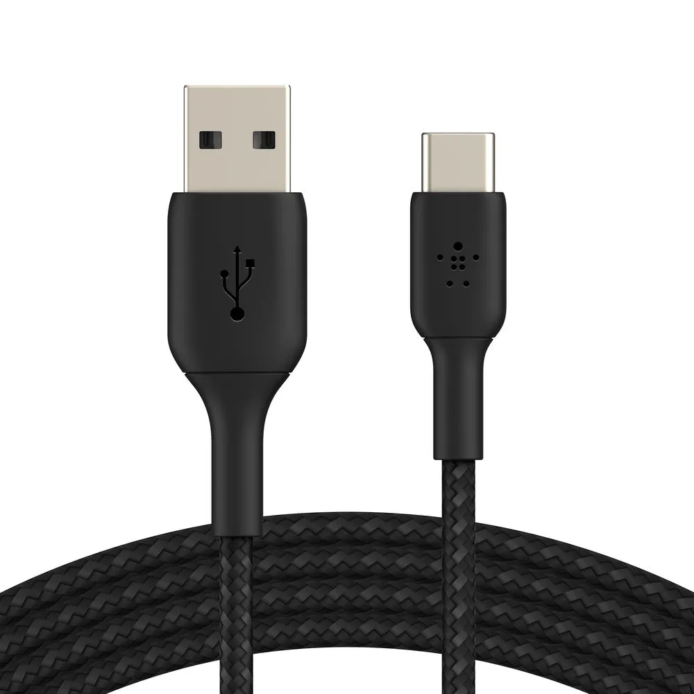 Belkin BoostCharge USB-A to USB-C Braided Cable  1m Black Universally compatible - Black-Black