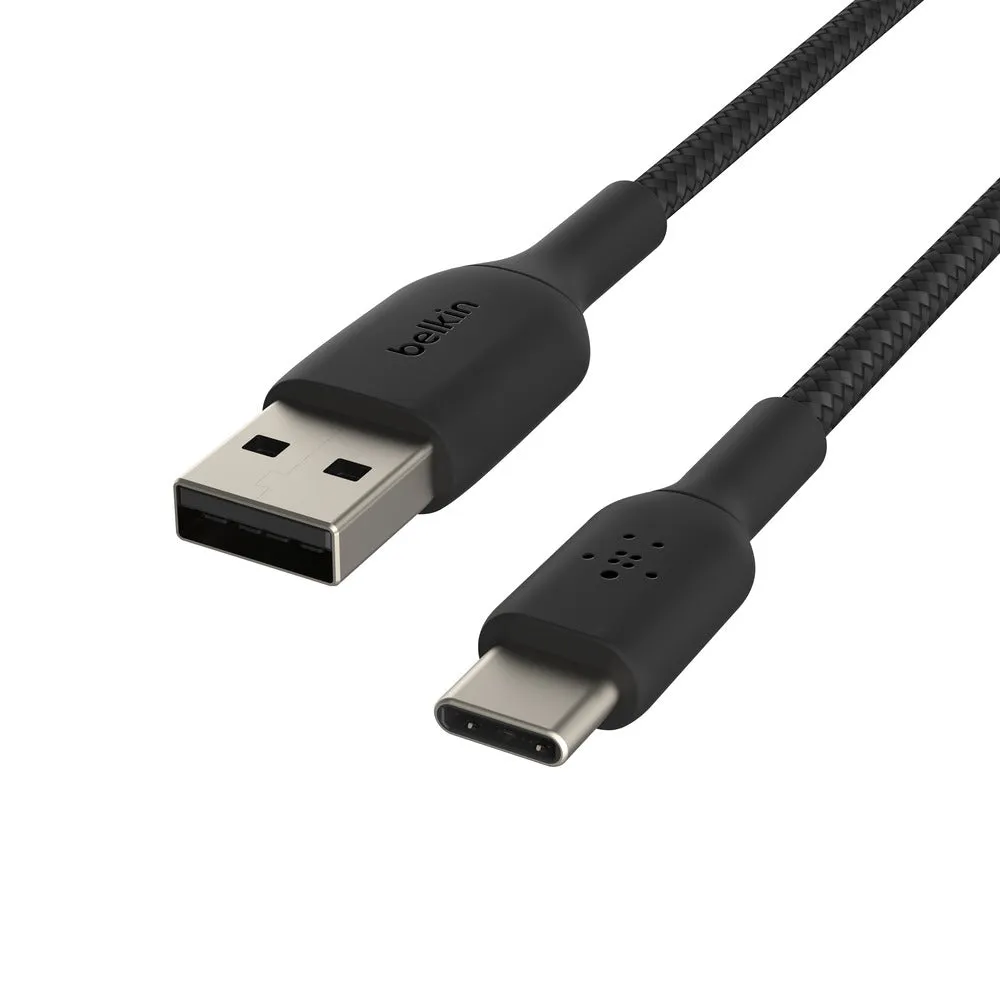 Belkin BoostCharge USB-A to USB-C Braided Cable  1m Black Universally compatible - Black-Black