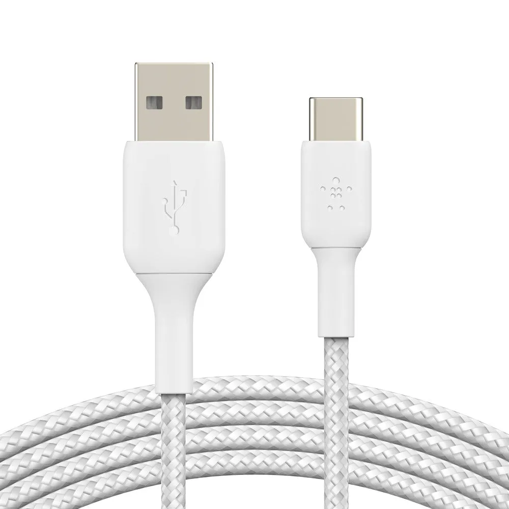 Belkin BoostCharge USB-A to USB-C Braided Cable  2m Universally compatible - White -White