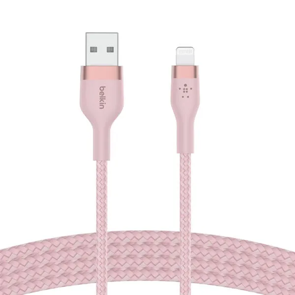 BoostCharge Pro Flex USB-A Cable 1m with Lightning Connector Braided - Pink