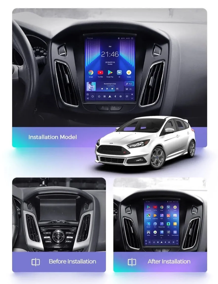 Car Dealz 11" Android 12.0 Ford Focus 3 Mk 3 Tesla Style 2011-2019 w CAM In Dash Plus OEM Fascia