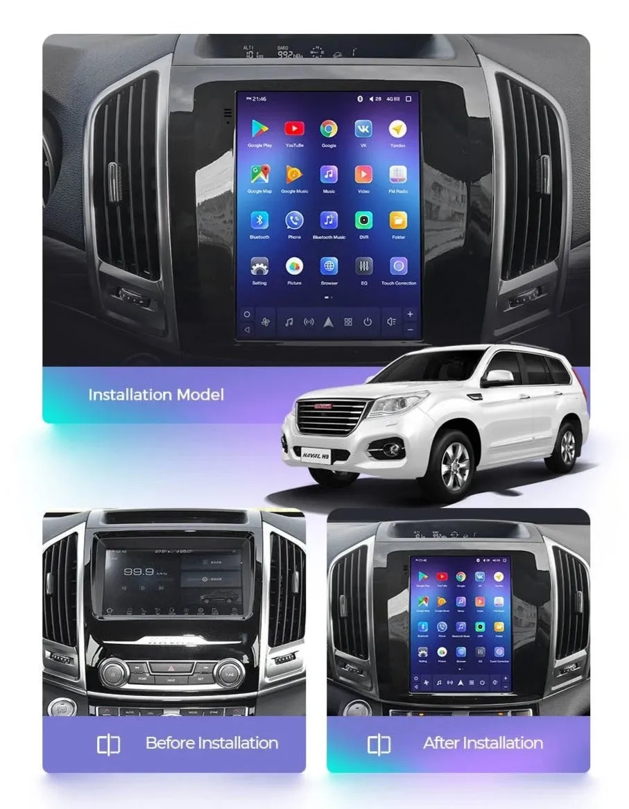 Car Dealz 11" Android 12.0 Haval H9 1 Tesla style 2015-2019 w CAM In Dash Plus OEM Fascia