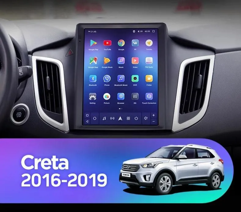 Car Dealz 11" Android 12.0 Hyundai Creta IX25 Tesla Style 2016-2019 Head Unit In Dash Plus OEM Fascia