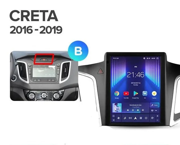 Car Dealz 11" Android 12.0 Hyundai Creta IX25 Tesla Style 2016-2019 Head Unit In Dash Plus OEM Fascia