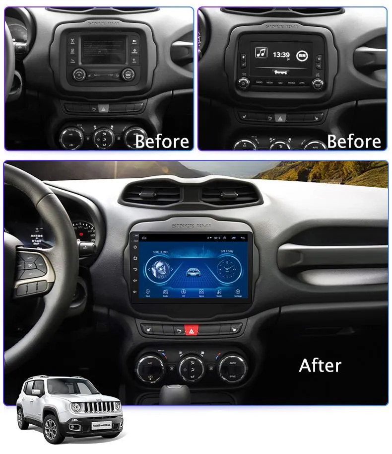 Car Dealz 9" Android 10.0 For Jeep Renegade 2016-2018 In Dash Plus OEM Fascia