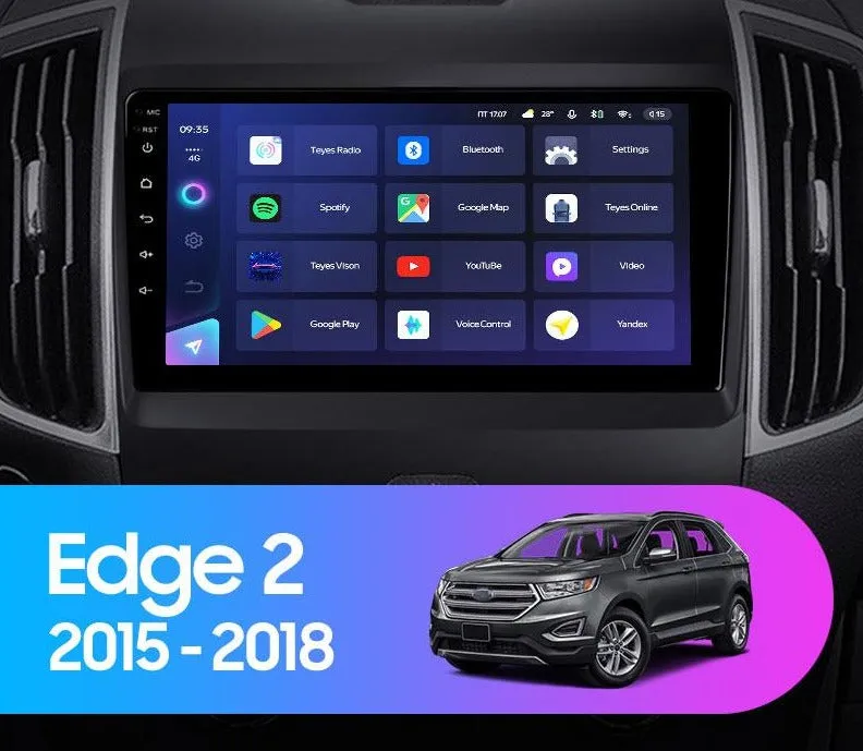 Car Dealz Elite 4G Data Model 10.2" Android 12.0 For Ford Edge 2 2015 - 2018 In Dash Plus OEM Fascia