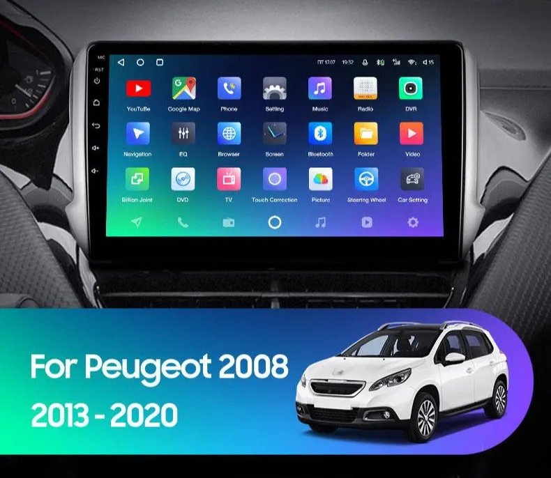 Car Dealz Premium Advanced 4G Data Model 10.2" Android 12.0 For Peugeot 2008 1 2013 - 2020 In Dash Plus OEM Fascia