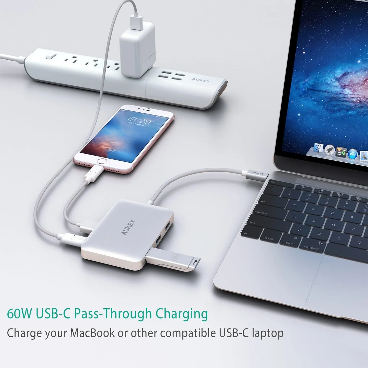 CB-C60 6 In 1 USB Type C Hub USB 3.0 , HDMI Port 4K and 60W USB C PD Port