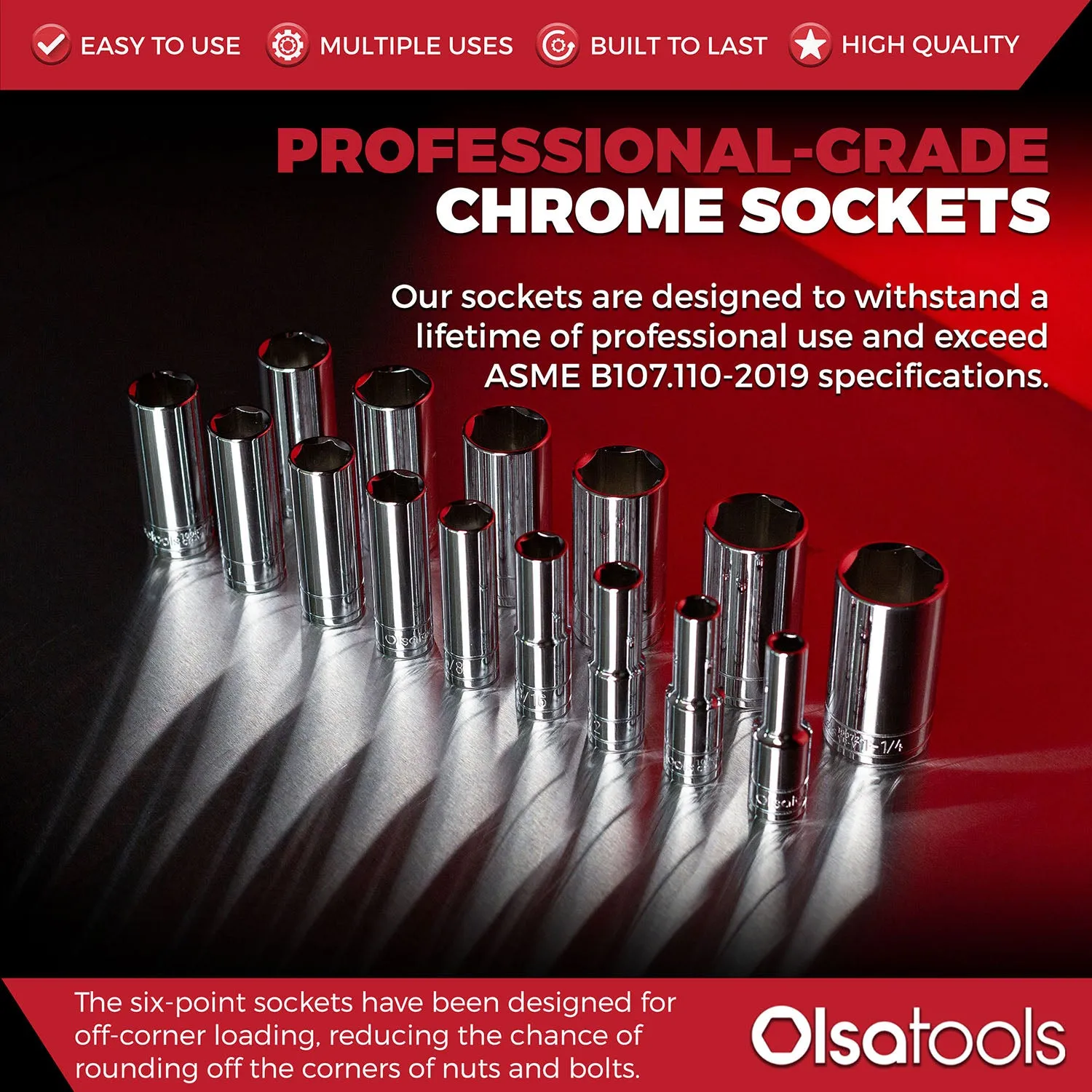 Chrome and Impact Sockets with a 3-Row Magnetic Socket Organizer