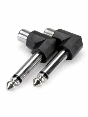 Hosa GPR-123 Right-angle Adaptors, RCA to 1/4 in TS, 2 pc