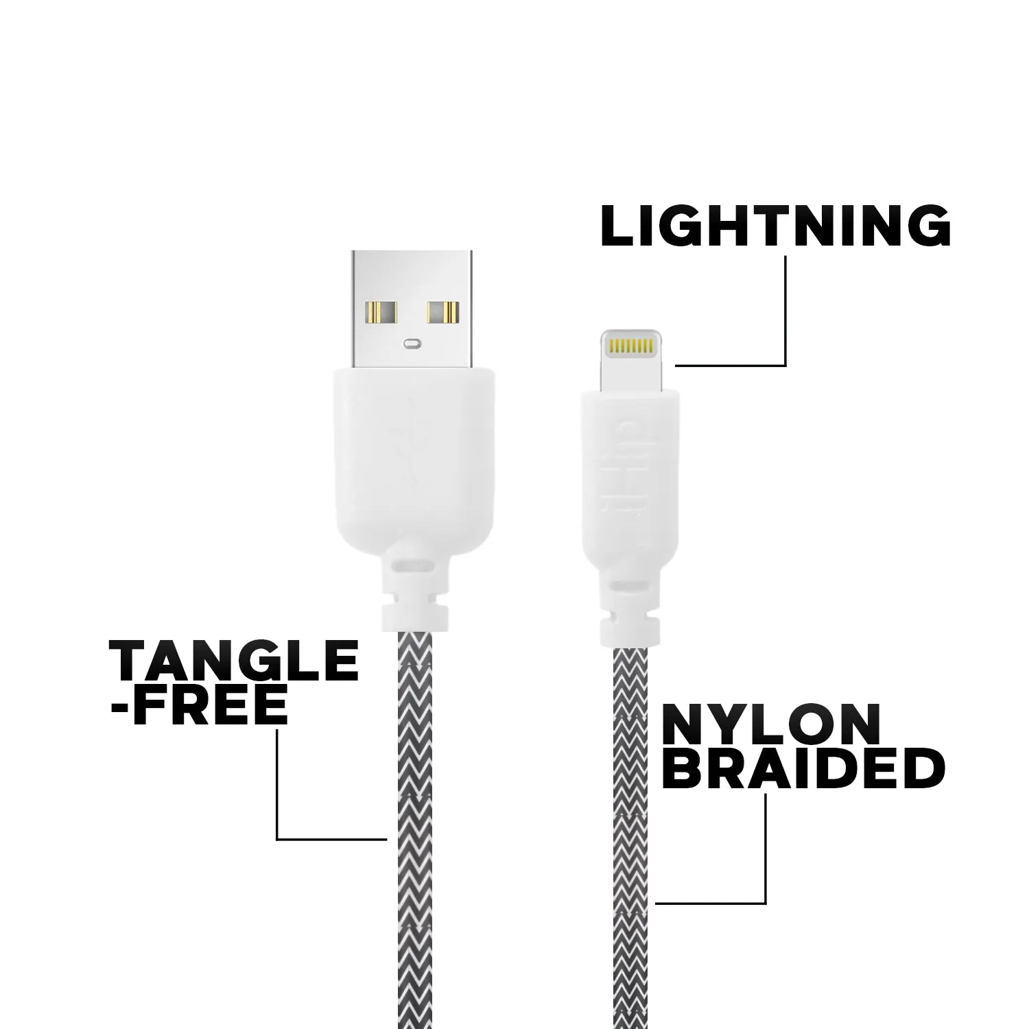 iHip 10ft Braided Lightning Charging Cable for iPhone