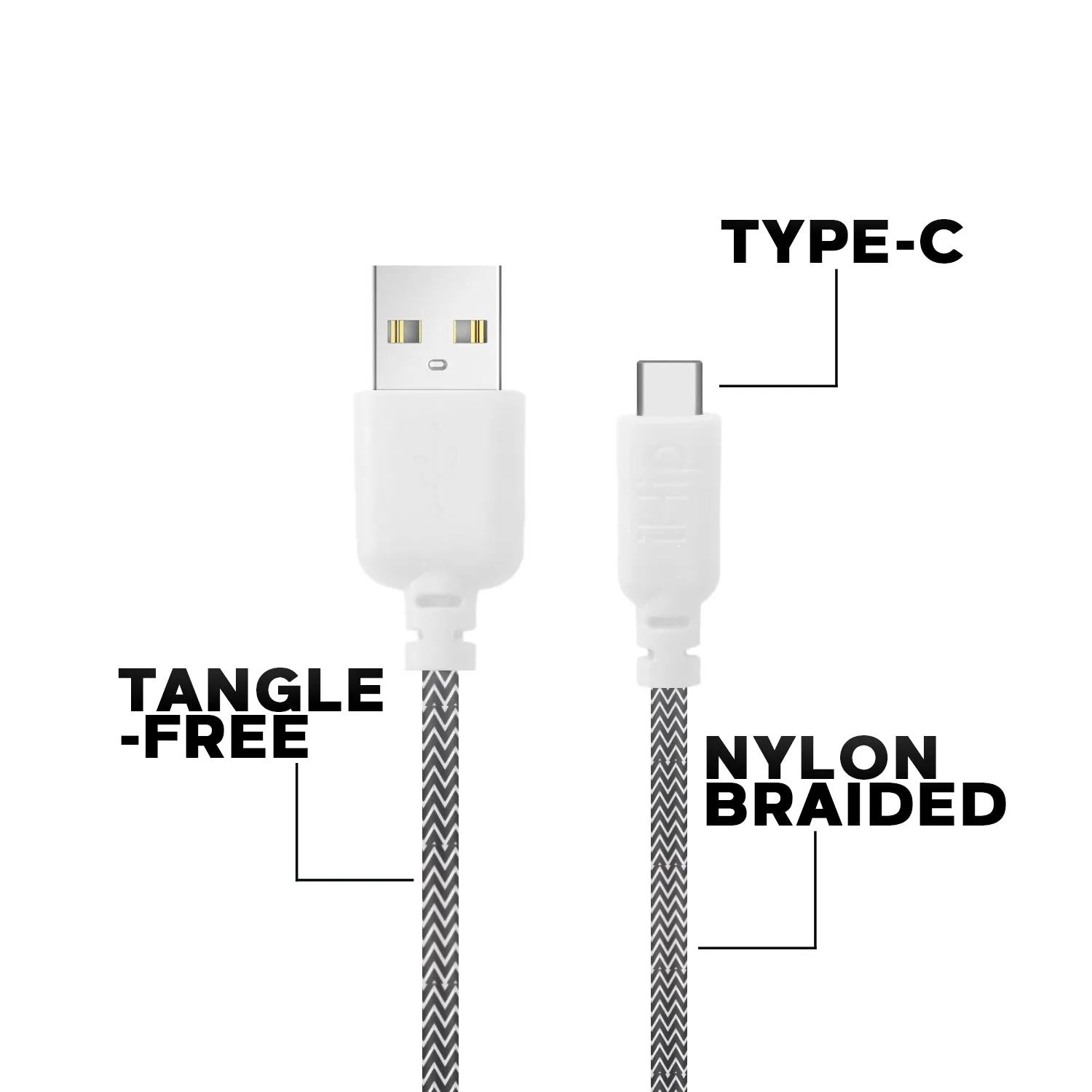 iHip 10ft Braided Type-C Charging Cable for Android