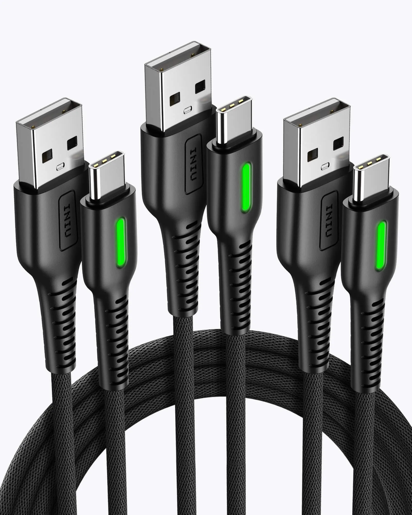 INIU D3C Anti-Rupture USB C Cable (6.6ft*2 1.6ft*1, 3-Pack)