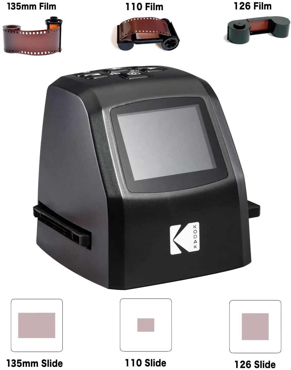 KODAK Mini Digital Film & Slide Scanner – Converts 35mm, 126, 110, Super 8 & 8mm Film Negatives & Slides to 22 Megapixel JPEG Images – Includes - 2.4