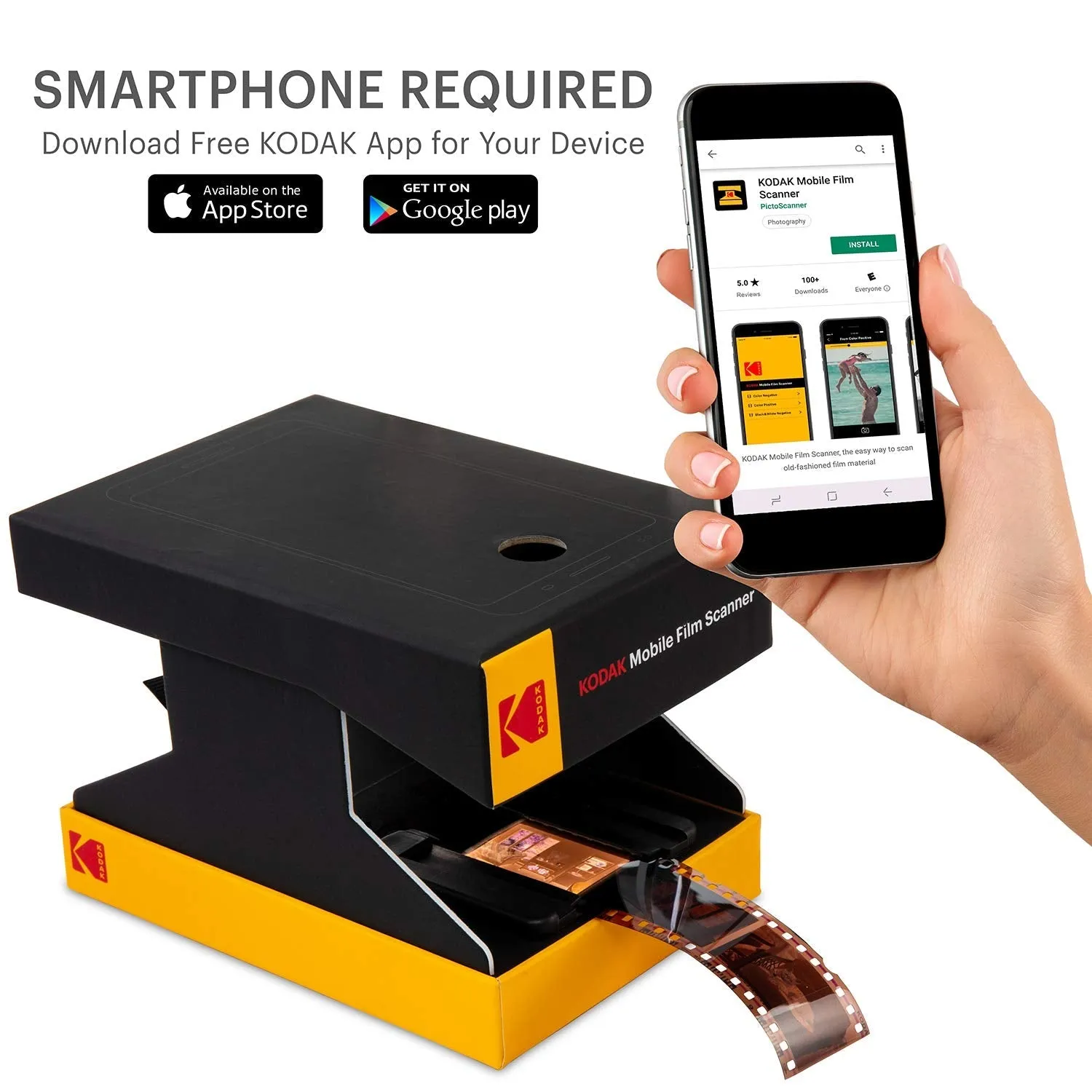 KODAK Mobile Film Scanner Scan & Save Old 35mm Films & Slides w/Your Smartphone Camera – Portable, Collapsible Scanner w/Built-in LED