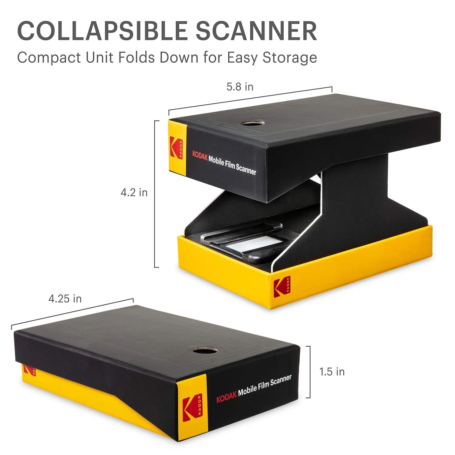 KODAK Mobile Film Scanner Scan & Save Old 35mm Films & Slides w/Your Smartphone Camera – Portable, Collapsible Scanner w/Built-in LED