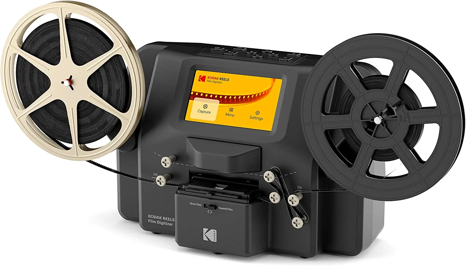 KODAK REELS 8Mm & Super 8 Films Digitizer Converter with Big 5” Screen, Scanner Converts Film Frame by to Digital MP4 Files for Viewing, Sharing Saving on SD Card 3” 4” 7” and 9” Black