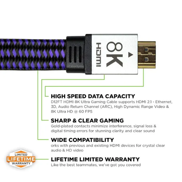 Kontrolfreek 12’ 8K Ultra Speed HDMI 2.1 Gaming Cable