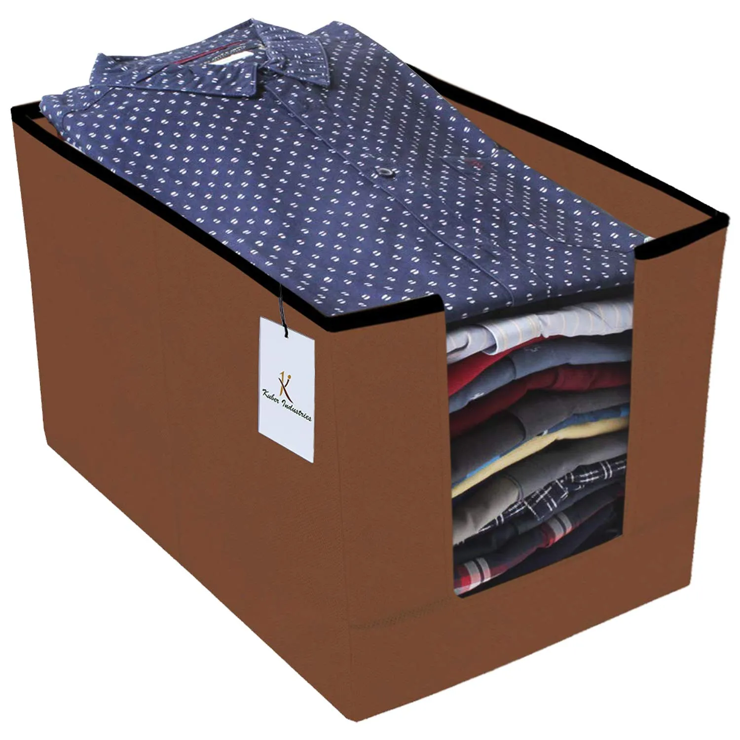 Kuber Industries 4 Piece Non Woven Shirt Stacker Wardrobe Organizer Set, Brown-CTLTC31838