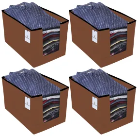 Kuber Industries 4 Piece Non Woven Shirt Stacker Wardrobe Organizer Set, Brown-CTLTC31838