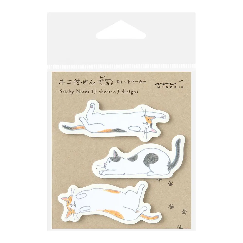 Midori Sticky Notes - Stretching Cats