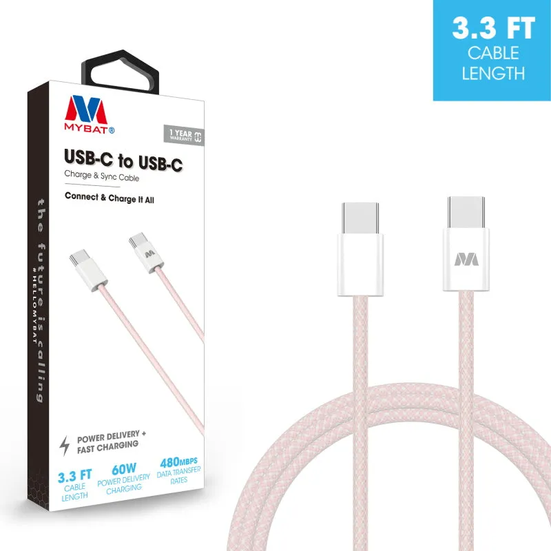 MyBat USB-C to USB-C Premium Braided Cable (L=3 FT) - Pink