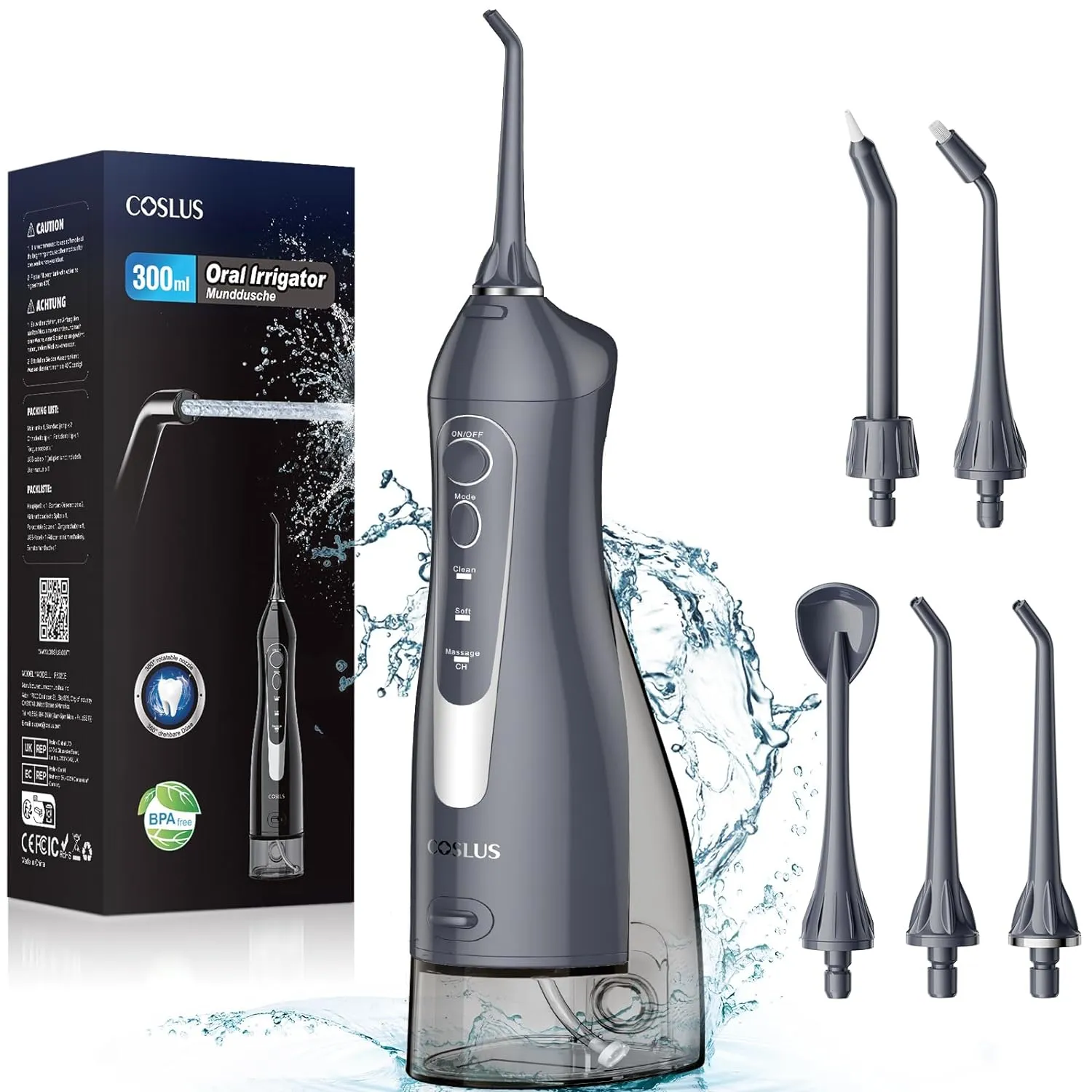 Portable Cordless Water Flosser – Rechargeable, Waterproof Dental Irrigator