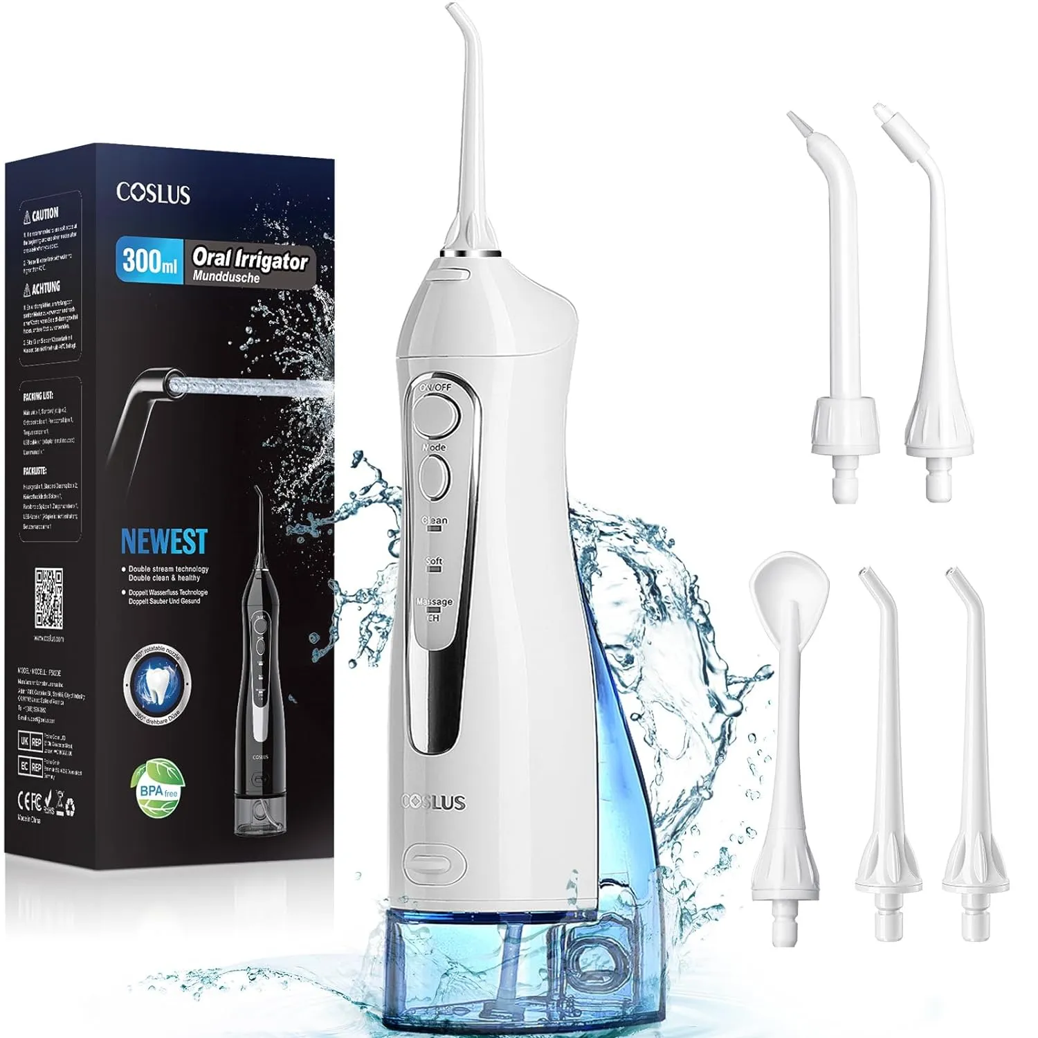 Portable Cordless Water Flosser – Rechargeable, Waterproof Dental Irrigator