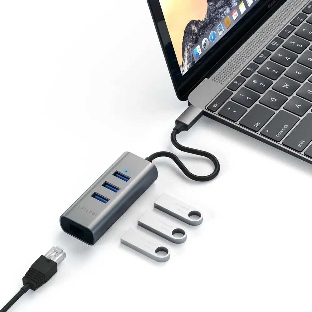 Satechi USB-C 2-in-1 USB 3. 3-Port Hub & Ethernet