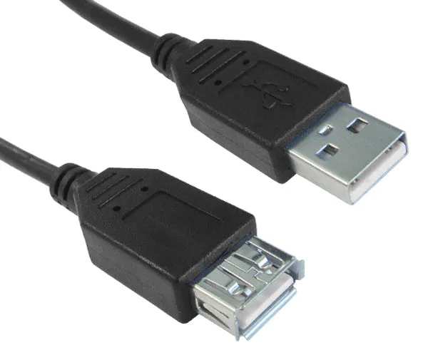 USB 2.0 A Male to USB 2.0 A Female Extension Cable, Black and Ivory, 3FT, 6FT, 10FT and 15FT