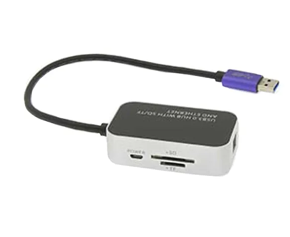 USB 3.0 SuperSpeed 3-Port Hub with Ethernet SD/TF Reader