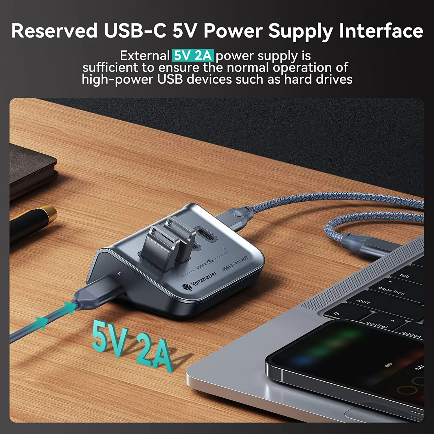 Yottamaster Garrison 4 Port USB 3.1 Hub, Powered USB Hub